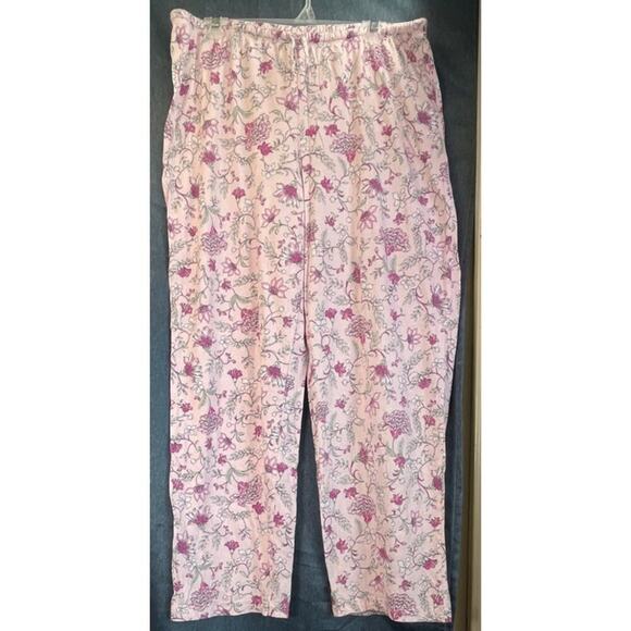 LRLauren Womens L Pink Floral Pajamas 2 Piece Set Black Label  Sleep Wear - Picture 2 of 9